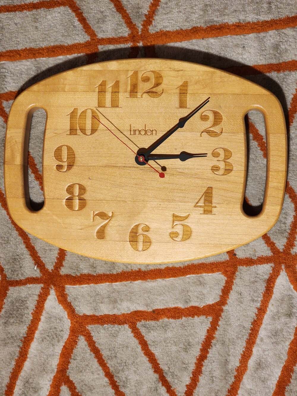 Vintage 1970s Linden Wood Wall Clock